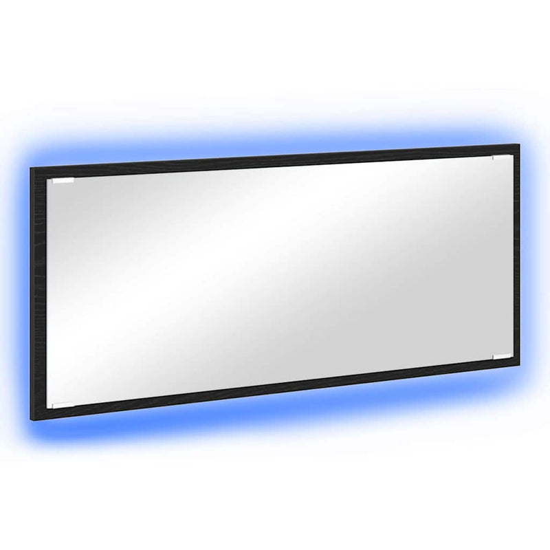 vidaXL Tükör tükör lámpákkal Musta tammi 90 x 8.5 x 37 cm Faanyag