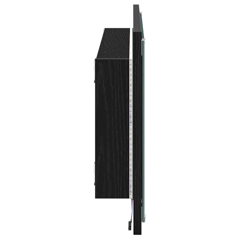 vidaXL Tükör tükör lámpákkal Musta tammi 90 x 8.5 x 37 cm Faanyag