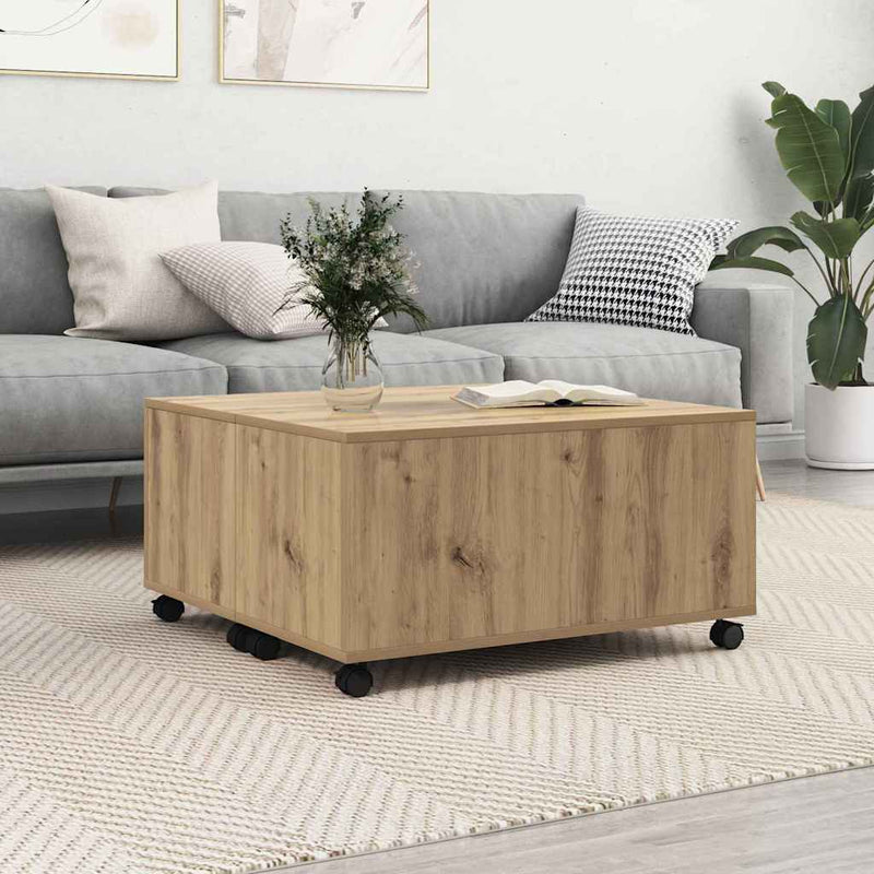 vidaXL Dohányzóasztal kézműves tölgy 75 x 75 x 38 cm Faanyag