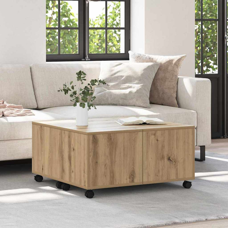 vidaXL Dohányzóasztal kézműves tölgy 75 x 75 x 38 cm Faanyag