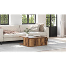 vidaXL Dohányzóasztal fiókkal Öreg fa 80 x 80 x 31 cm Faanyag