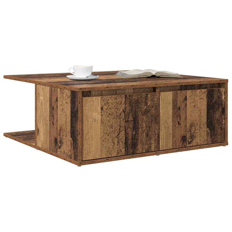 vidaXL Dohányzóasztal with Drawer Öreg fa 80 x 80 x 31 cm Faanyag