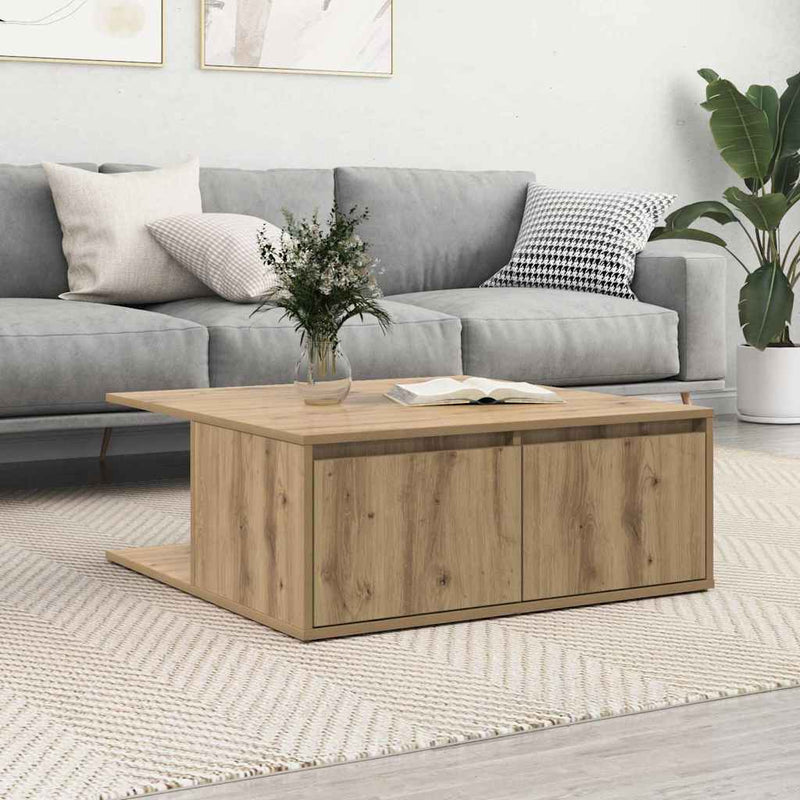 vidaXL Dohányzóasztal kézműves tölgy 80 x 80 x 31 cm Faanyag