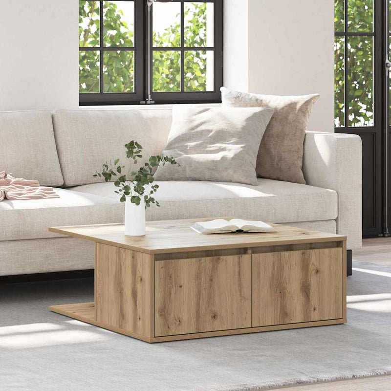 vidaXL Dohányzóasztal kézműves tölgy 80 x 80 x 31 cm Faanyag