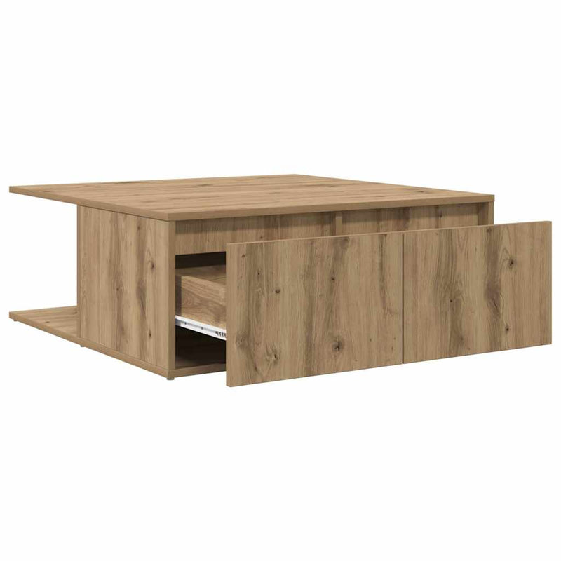 vidaXL Dohányzóasztal kézműves tölgy 80 x 80 x 31 cm Faanyag