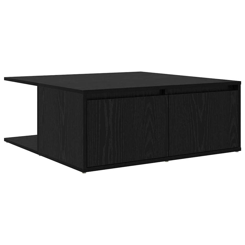 vidaXL Dohányzóasztal with Drawer Musta tammi 80 x 80 x 31 cm Faanyag