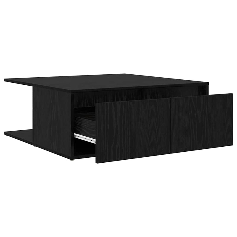 vidaXL Dohányzóasztal with Drawer Musta tammi 80 x 80 x 31 cm Faanyag