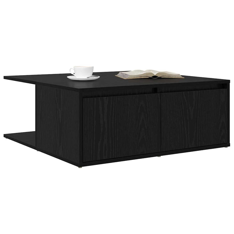 vidaXL Dohányzóasztal with Drawer Musta tammi 80 x 80 x 31 cm Faanyag