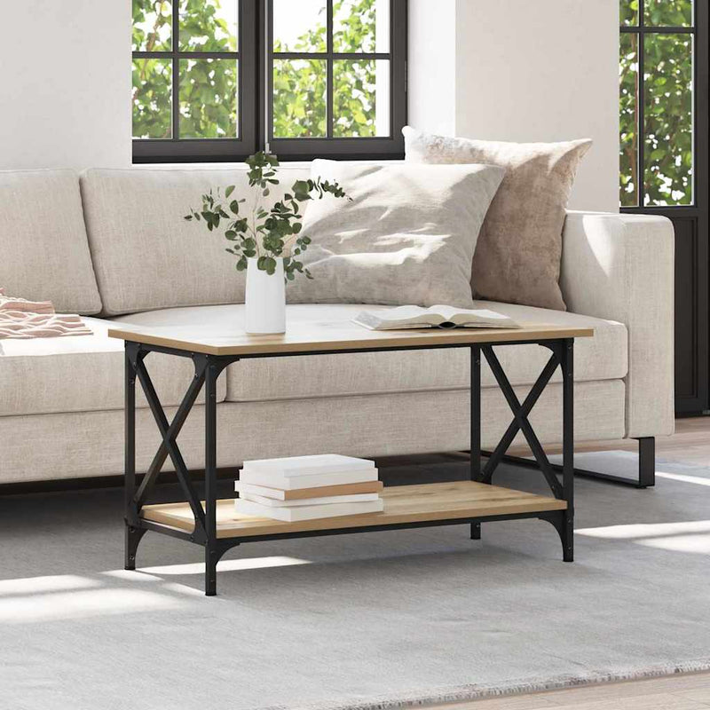 vidaXL Dohányzóasztal kézműves tölgy 80 x 45 x 45.5 cm Faanyag