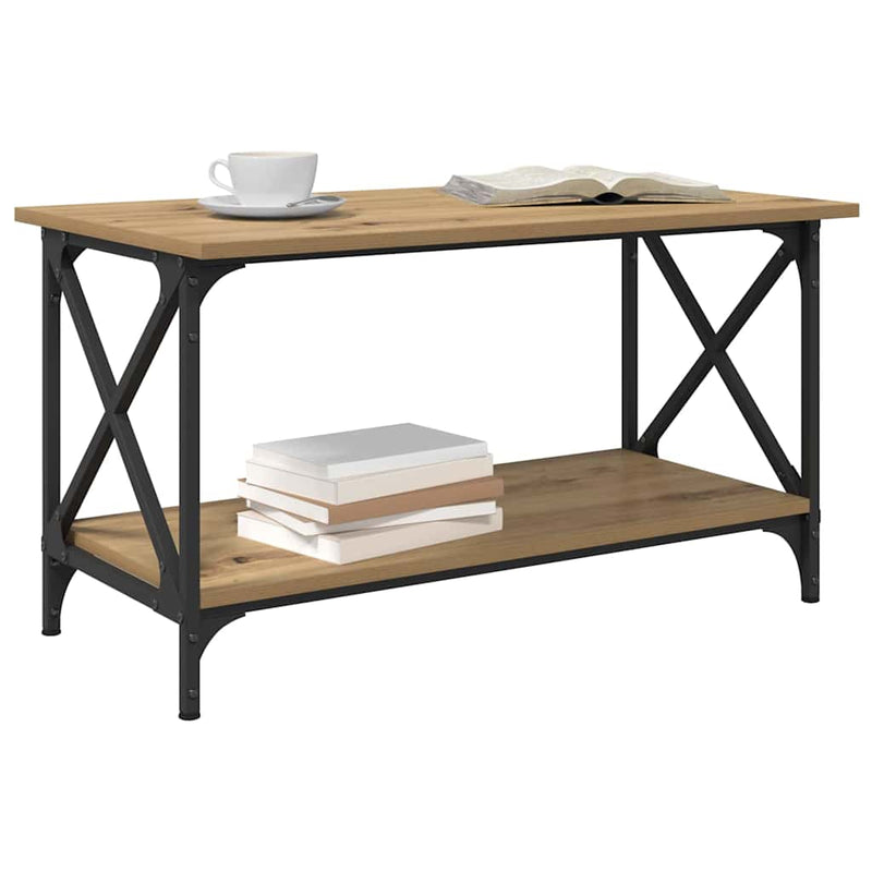 vidaXL Dohányzóasztal kézműves tölgy 80 x 45 x 45.5 cm Faanyag