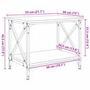vidaXL Oldal asztal Fekete tölgy 55 x 38 x 45 cm Faanyag