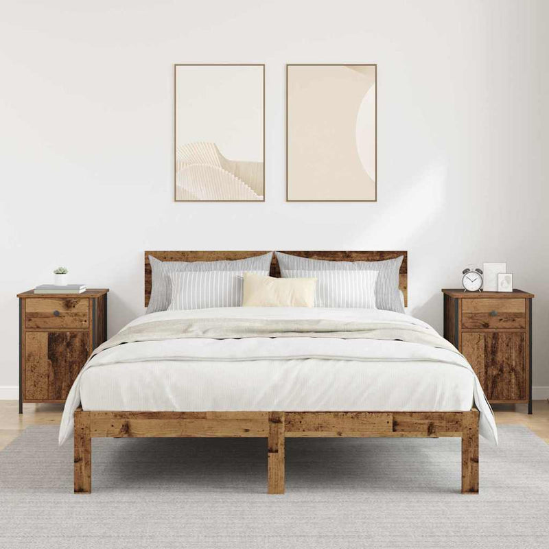 vidaXL Éjjeliszekrény fiókkal 2 pcs Öreg fa 40 x 42 x 60 cm Faanyag