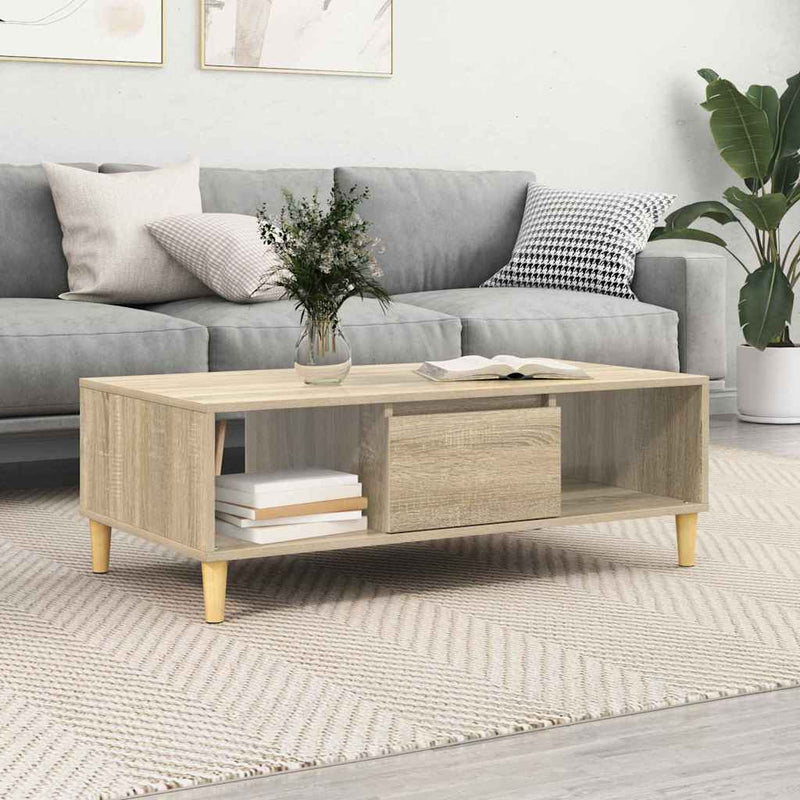 vidaXL Dohányzóasztal sonoma tölgy 103,5 x 60 x 35 cm Faanyag