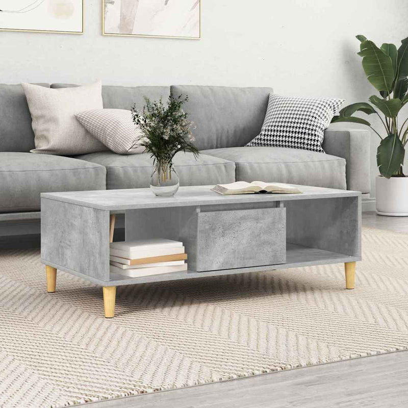 vidaXL Dohányzóasztal Beton szürke 103,5 x 60 x 35 cm Faanyag
