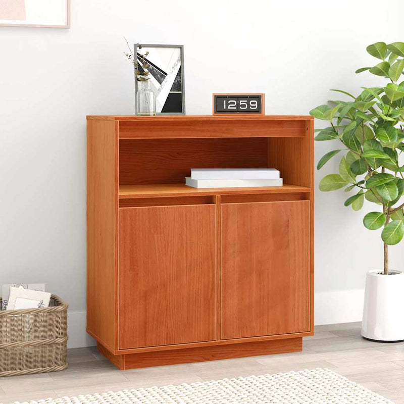vidaXL Széf Falra szerelhető Viaszbarna 70 x 34 x 80 cm Tömör fenyőfa