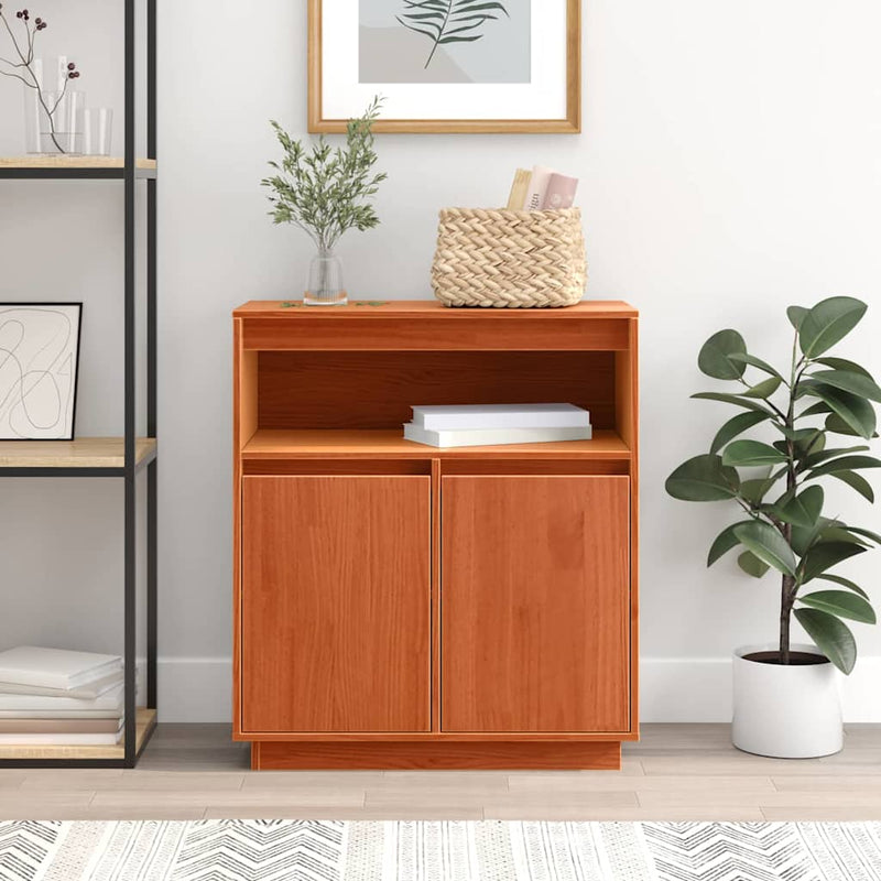 vidaXL Széf Falra szerelhető Viaszbarna 70 x 34 x 80 cm Tömör fenyőfa