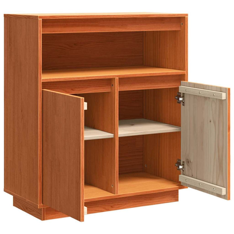 vidaXL Széf Falra szerelhető Viaszbarna 70 x 34 x 80 cm Tömör fenyőfa