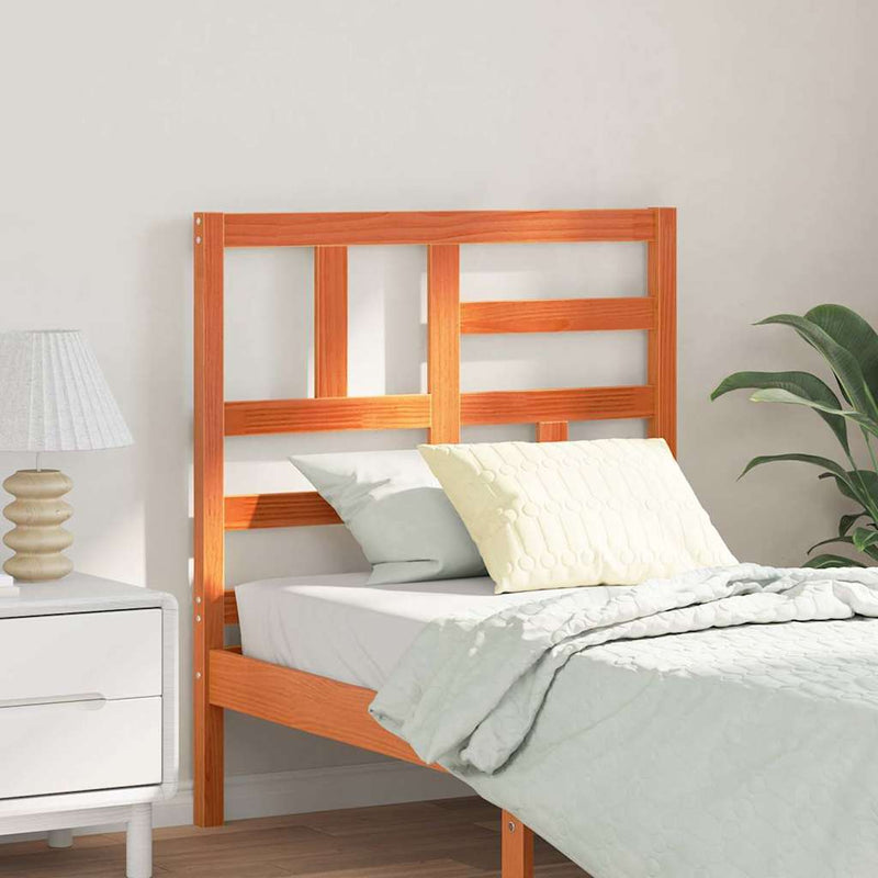 vidaXL Ágyszerkezet Fejtámla fejtámlával Viaszbarna 105.5 x 4 x 104 cm