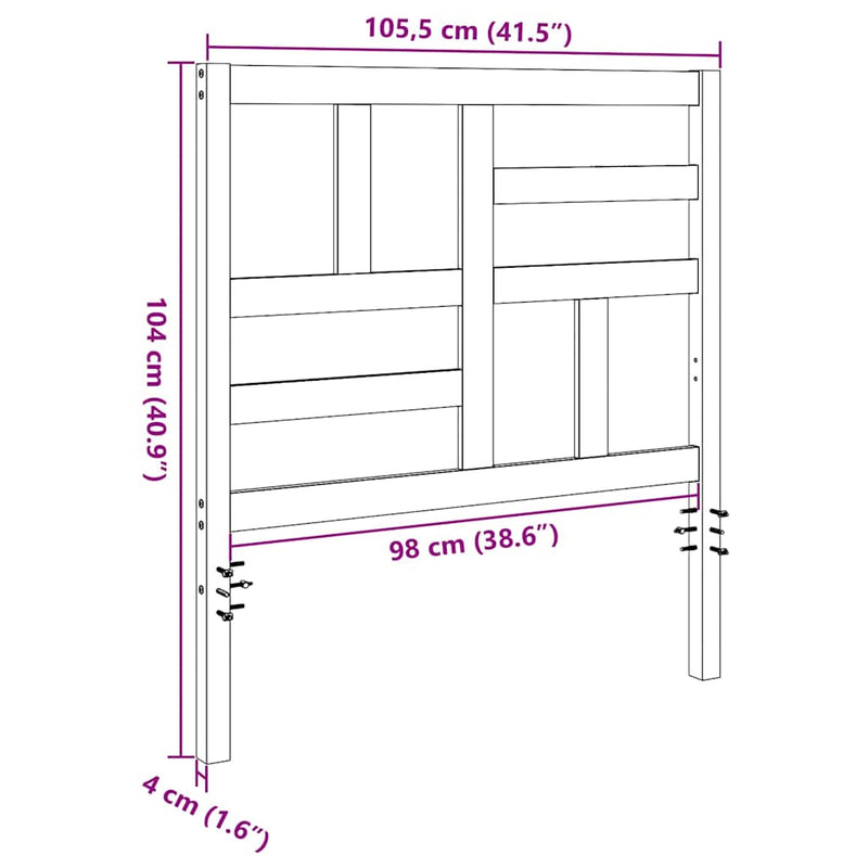 vidaXL Ágyszerkezet Fejtámla fejtámlával Viaszbarna 105.5 x 4 x 104 cm