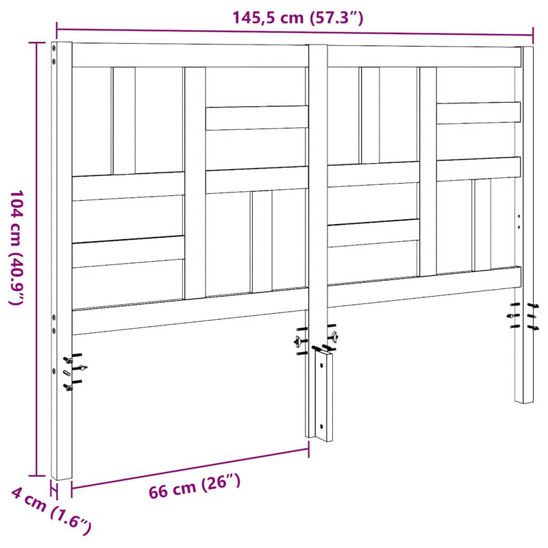 vidaXL Ágyszerkezet Fejtámla fejtámlával Viaszbarna 145.5 x 4 x 104 cm