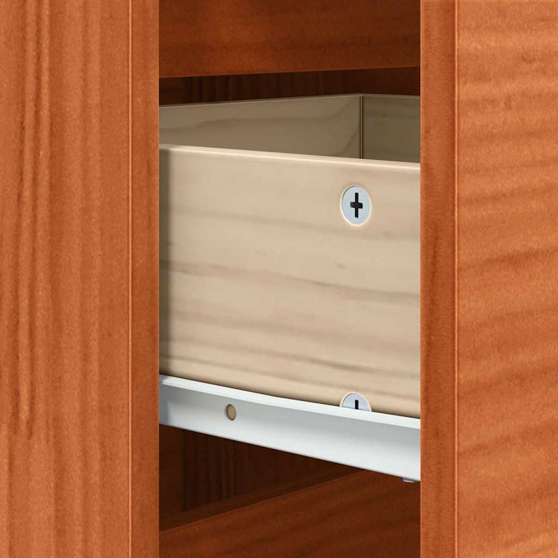 vidaXL Széf fiókkal Barna 111 x 34 x 75 cm Tömör fenyőfa