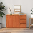 vidaXL Széf fiókkal Barna Tölgy 111 x 34 x 75 cm Tömör fenyőfa