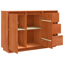 vidaXL Széf fiókkal Barna Tölgy 111 x 34 x 75 cm Tömör fenyőfa