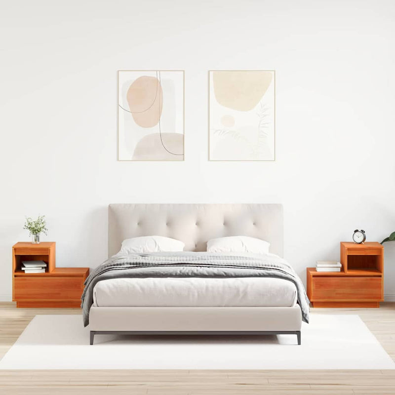 vidaXL Éjjeliszekrény 2 pcs Viaszbarna 60 x 34 x 51 cm Tömör fenyőfa