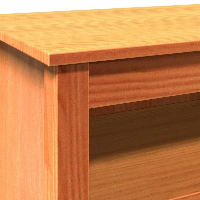 vidaXL Cipőpad polcokkal Viaszbarna 110 x 38 x 45.5 cm Tömör fenyőfa