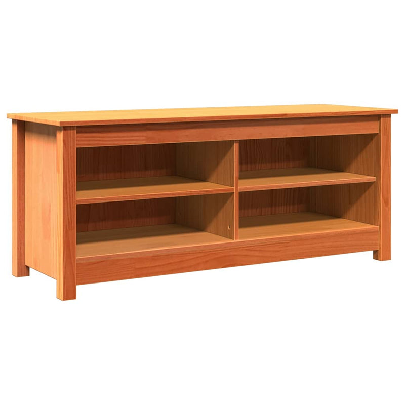 vidaXL Cipőpad polcokkal Viaszbarna 110 x 38 x 45.5 cm Tömör fenyőfa