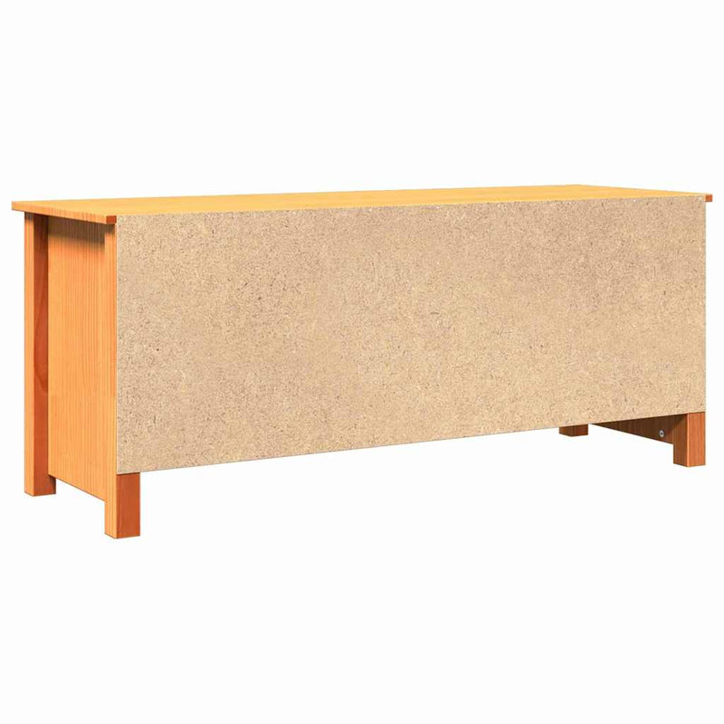 vidaXL Cipőpad polcokkal Viaszbarna 110 x 38 x 45.5 cm Tömör fenyőfa