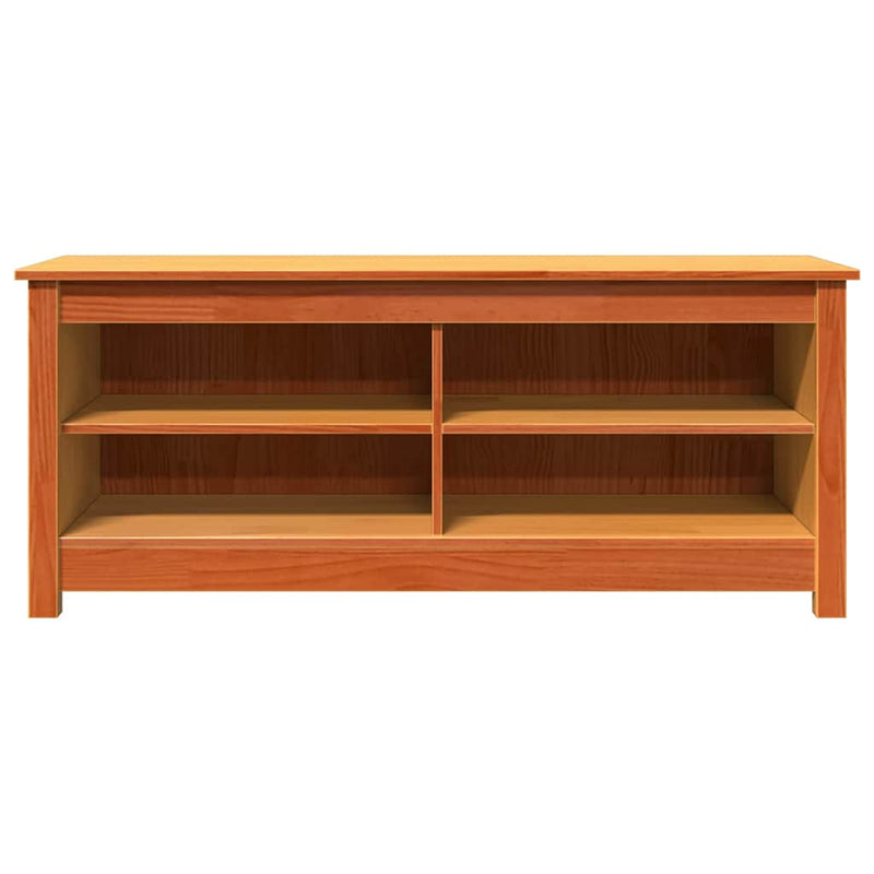 vidaXL Cipőpad polcokkal Viaszbarna 110 x 38 x 45.5 cm Tömör fenyőfa