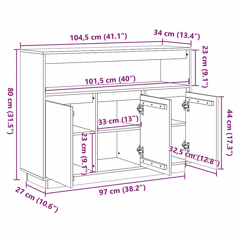 vidaXL Széf Barna 104.5 x 34 x 80 cm