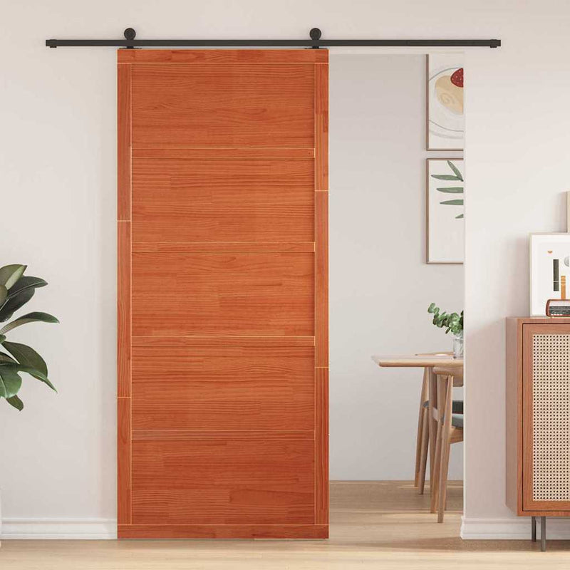 vidaXL Pajtaajtó Viaszbarna 100 x 208 cm Tömör fenyőfa