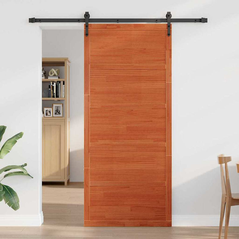 vidaXL Pajtaajtó Viaszbarna 100 x 208 cm Tömör fenyőfa