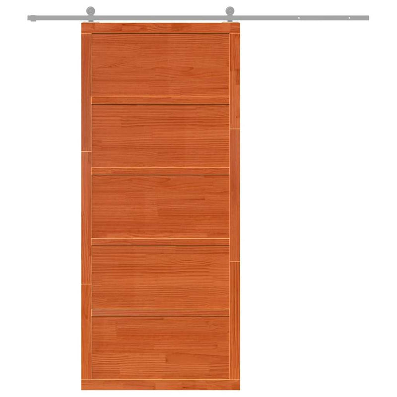 vidaXL Pajtaajtó Viaszbarna 100 x 208 cm Tömör fenyőfa