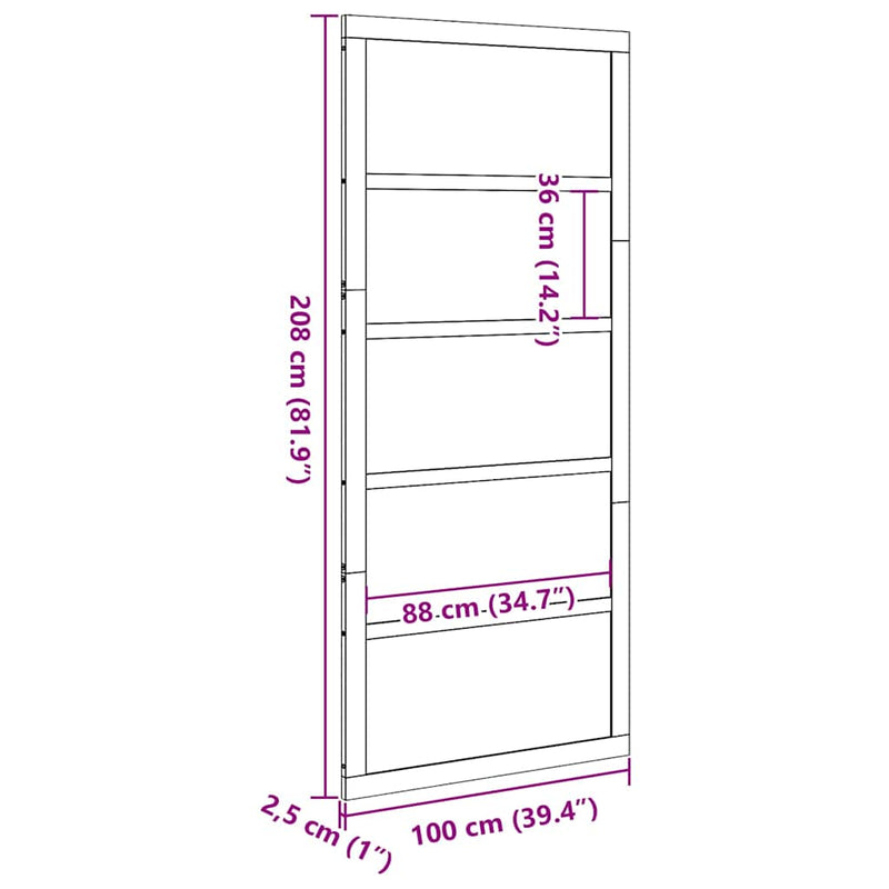 vidaXL Pajtaajtó Viaszbarna 100 x 208 cm Tömör fenyőfa