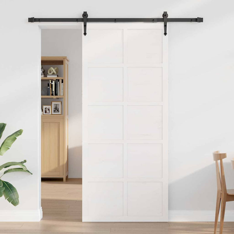 vidaXL Istállóajtó Fehér 90 x 210 cm Tömör fenyőfa