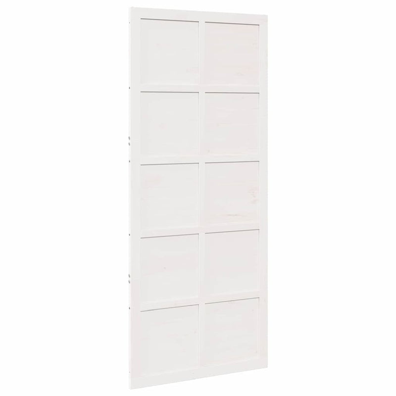 vidaXL Istállóajtó Fehér 90 x 210 cm Tömör fenyőfa
