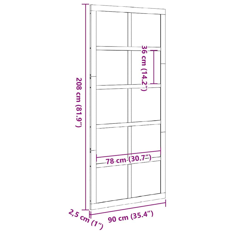 vidaXL Istállóajtó Fehér 90 x 210 cm Tömör fenyőfa