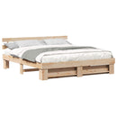 vidaXL Ágykeret fejtámlával Barna 200 x 200 cm Tömör fenyőfa