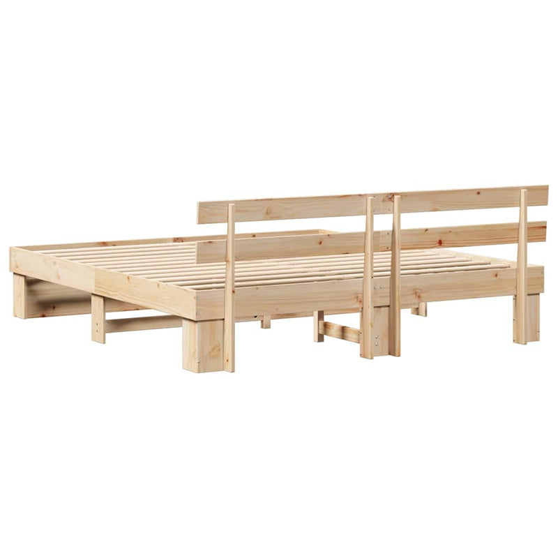 vidaXL Ágykeret fejtámlával Barna 200 x 200 cm Tömör fenyőfa