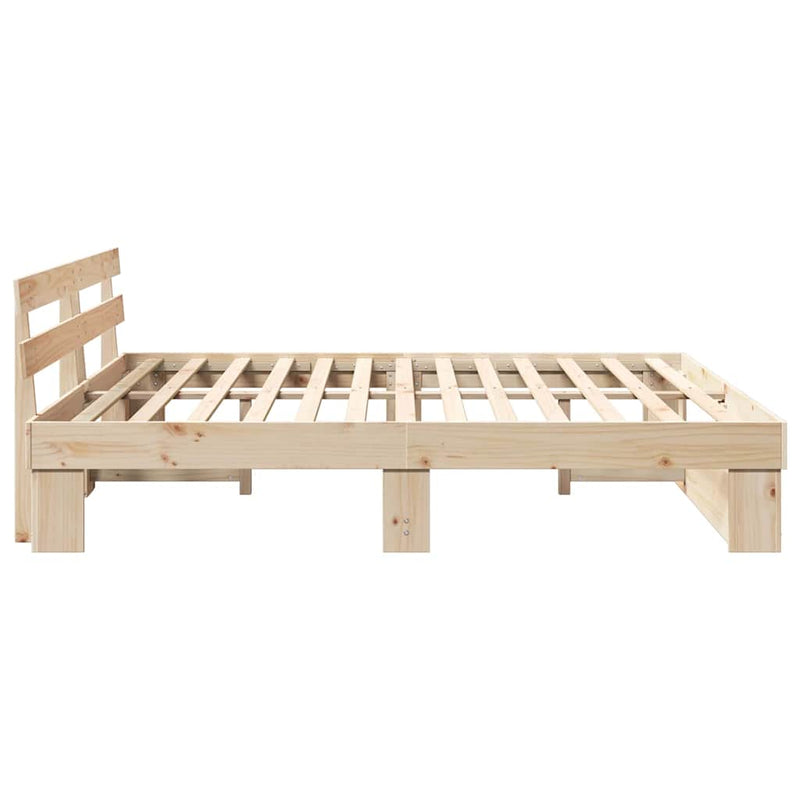 vidaXL Ágykeret fejtámlával Barna 200 x 200 cm Tömör fenyőfa