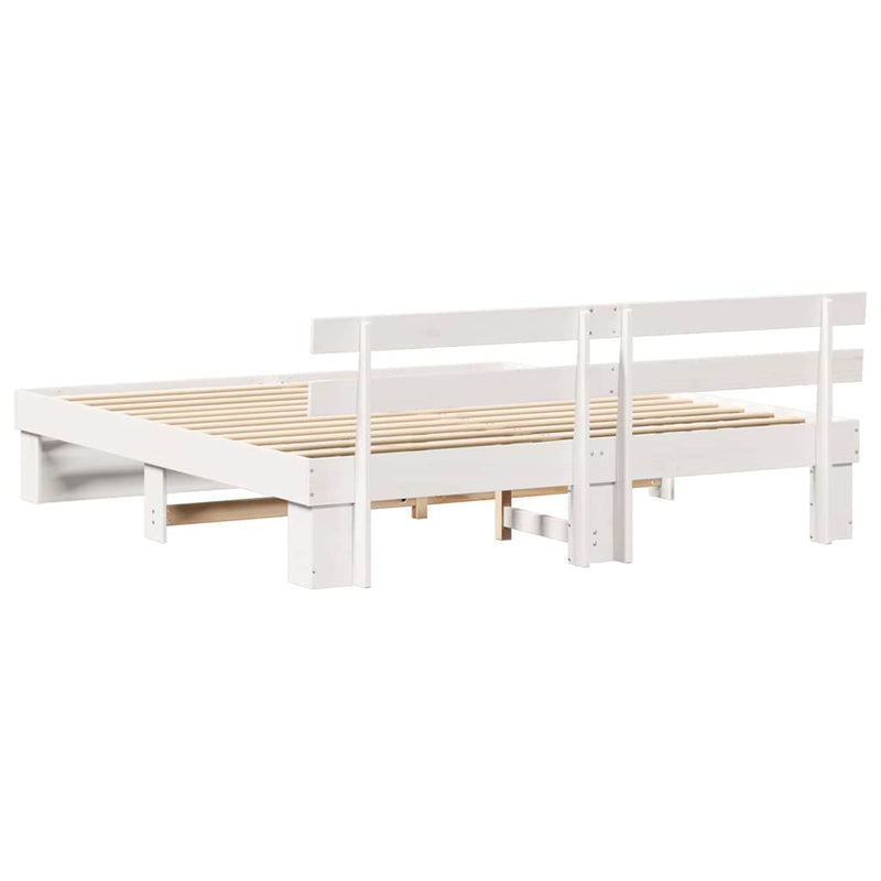 vidaXL Ágykeret fejtámlával Fehér 200 x 200 cm Tömör fenyőfa