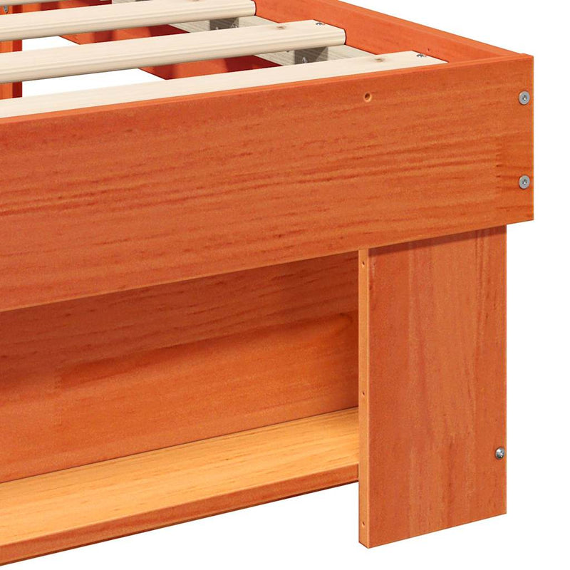 vidaXL Ágykeret fejtámlával Barna 200 x 200 cm Tömör fenyőfa