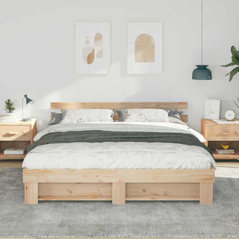 vidaXL Ágykeret fejtámlával Barna 180 x 200 cm Tömör fenyőfa