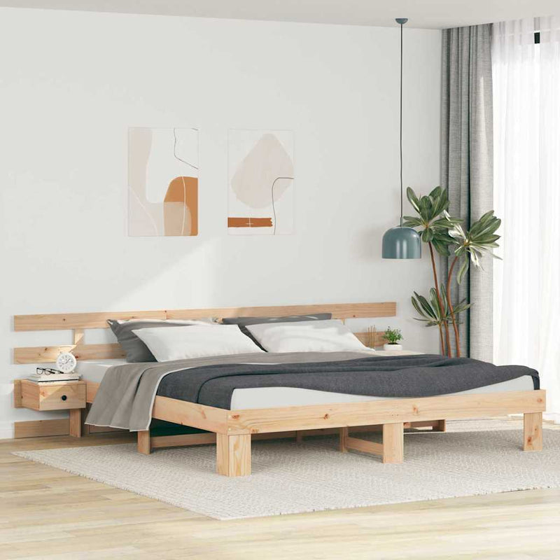 vidaXL Ágykeret fiókkal Barna 200 x 200 cm Tömör fenyőfa