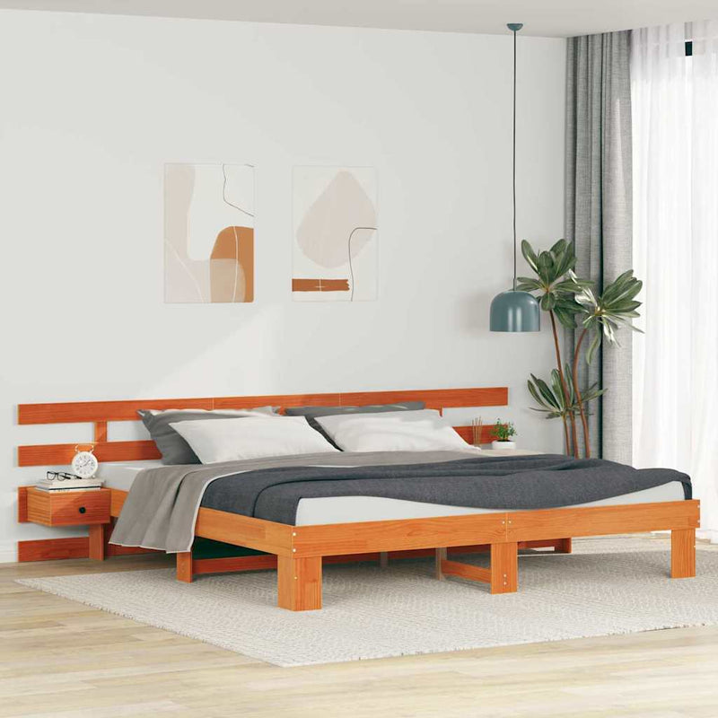 vidaXL Ágykeret fiókkal Barna 200 x 200 cm Tömör fenyőfa