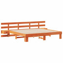 vidaXL Ágykeret fejtámlával Barna 200 x 200 cm Tömör fenyőfa
