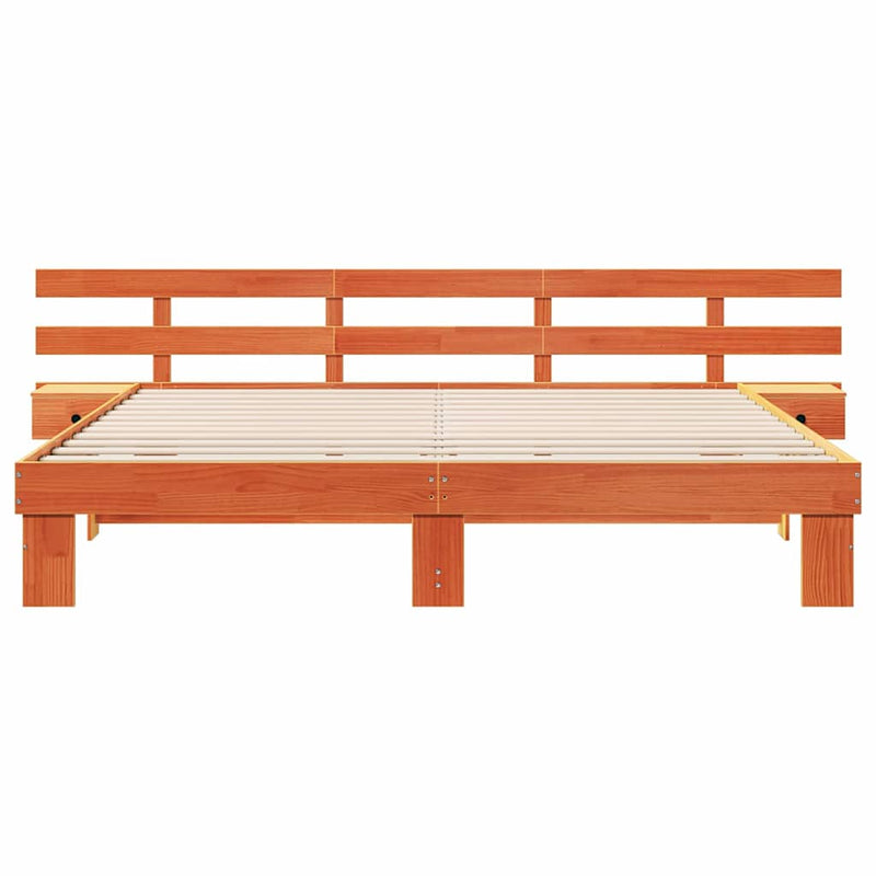 vidaXL Ágykeret fiókkal Barna 200 x 200 cm Tömör fenyőfa